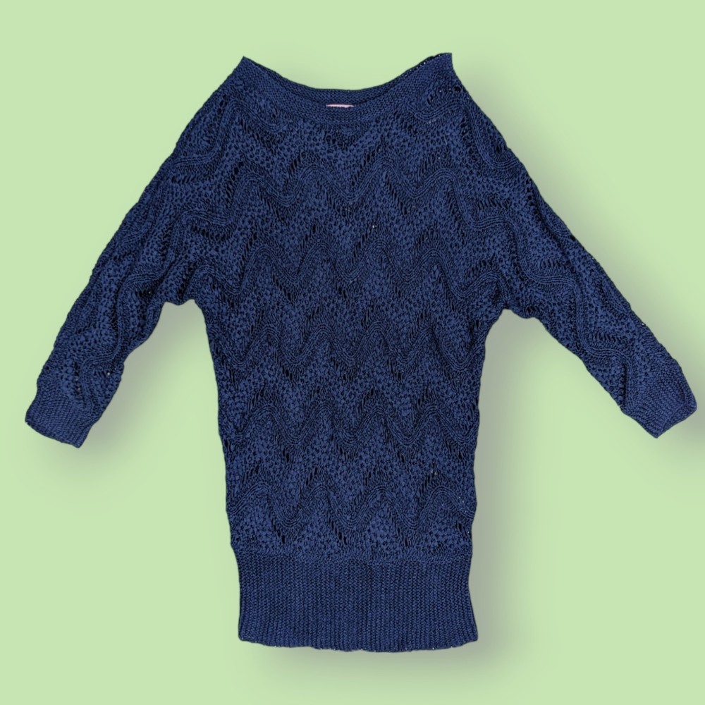 Lilly Pulitzer Women's Open Knit 3/4 Sleeve Larissa blue Sweater Size M/L - Picture 3 of 5